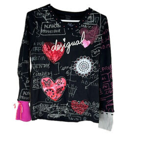 Desigual Black Long Sleeved Heart Print